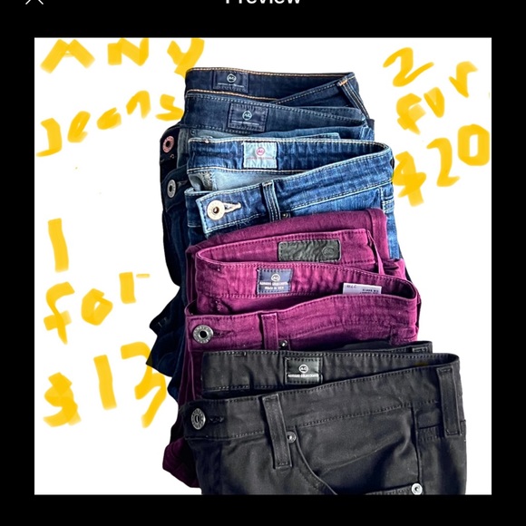 ALL MUST GO!!! All Designer Jeans Must Go!!! ALL JEANS $13 for 1 or $20 for 2!!! - Picture 1 of 2